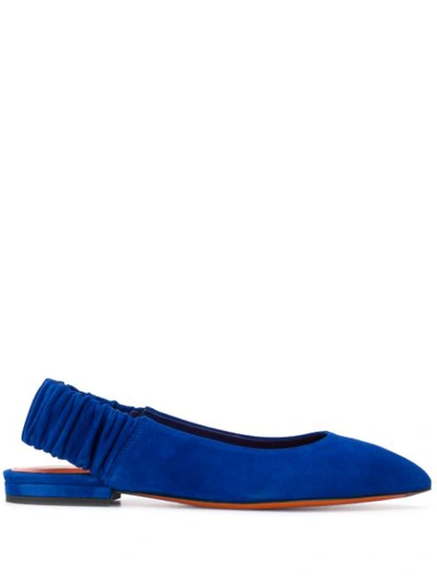 Santoni Pointed Ballerina Shoes In Blue