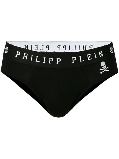 Philipp Plein Logo Print Briefs In Black