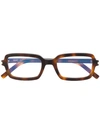 Saint Laurent Rectangle Frame Glasses In Brown