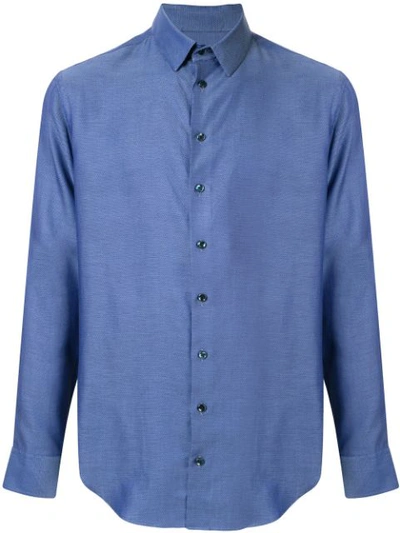 Giorgio Armani Micro Print Shirt In Blue