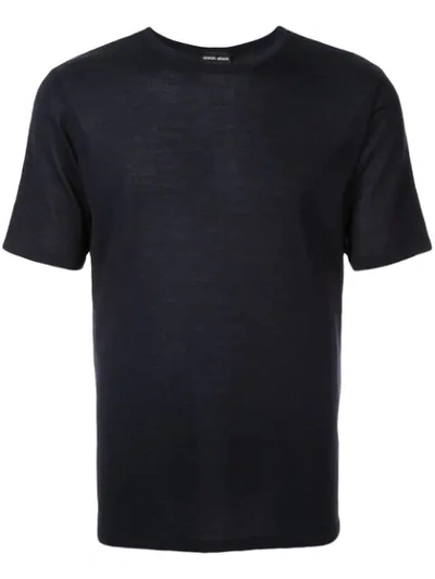 Giorgio Armani Fine Knit T-shirt In Blue
