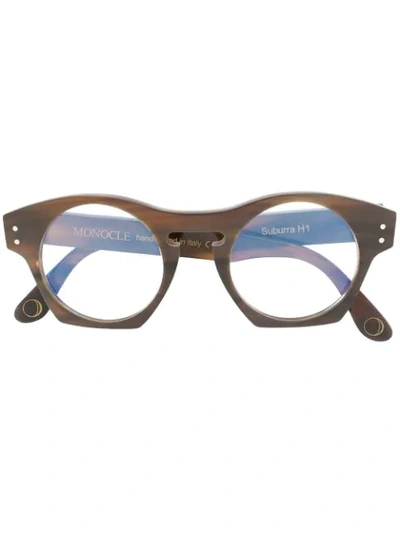 Monocle Eyewear Round Frame Glasses In Brown