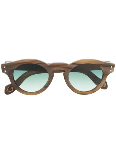 Monocle Eyewear Round Frame Sunglasses In Brown