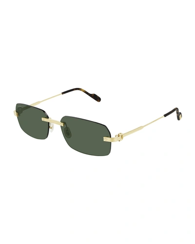 Cartier Men's Rimless Rectangle Metal Sunglasses In Gold