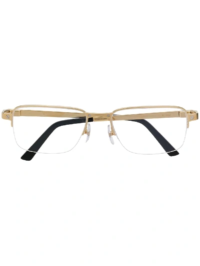 Cartier Rectangle Frame Glasses In Gold