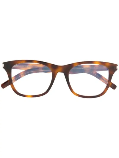 Saint Laurent Wayfarer Frame Glasses In Brown