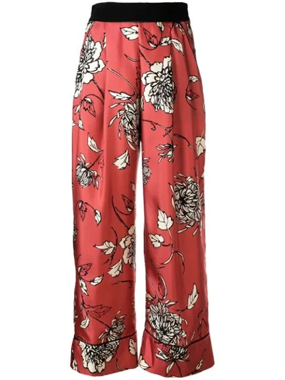Moncler Floral Print Trousers In Pink