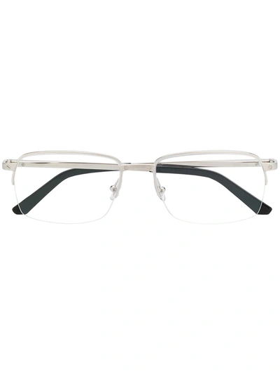 Cartier Rectangle Frame Glasses In Silver