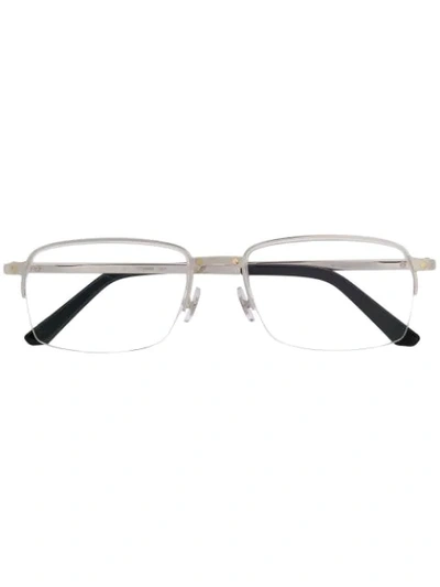 Cartier Para Ótica Ventura Rectangular Frame Glasses In Silver