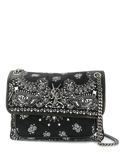 Saint Laurent Medium Niki Bandana Print Bag In Black