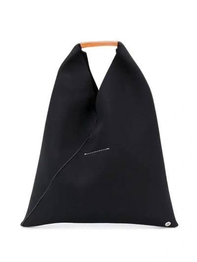 Mm6 Maison Margiela Japanese Hobo Triangle Tote Bag In Black