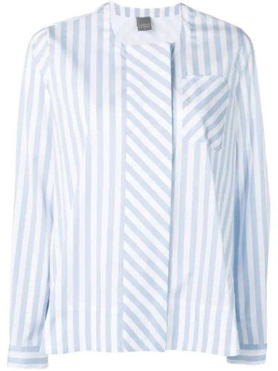 Lorena Antoniazzi Striped Flared Shirt In Blue