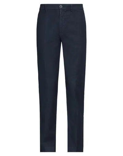 120% Lino Man Pants Navy Blue Size 40 Linen, Cotton, Elastane