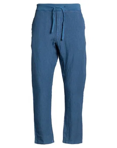 120% Lino Man Pants Navy Size 32 Linen In Blue