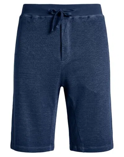 120% Lino Man Shorts & Bermuda Shorts Navy Size L Linen, Cotton, Elastane In Blue