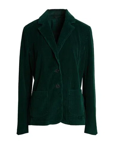 120% Lino Woman Blazer Dark Green Size 10 Cotton