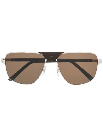 Cartier Santos De  Square-frame Sunglasses In Grey