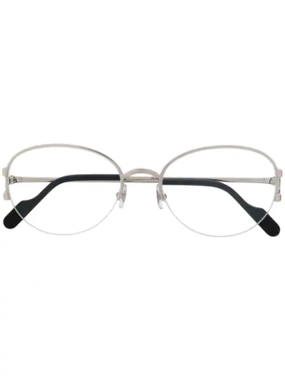 Cartier Oval Frame Sunglasses In Silver