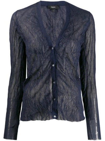 Theory Crinkle Effect Cardigan In Blue