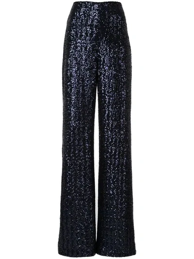 Roland Mouret Sequin Embroidered Trousers In Blue