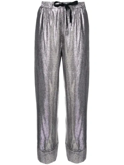 Roland Mouret Metallic Cropped Trousers In Silver