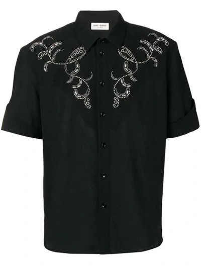 Saint Laurent Western-style Embroidered Shirt In Black