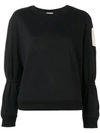 Moncler Gathered Sleeve Sweatshirt In Black