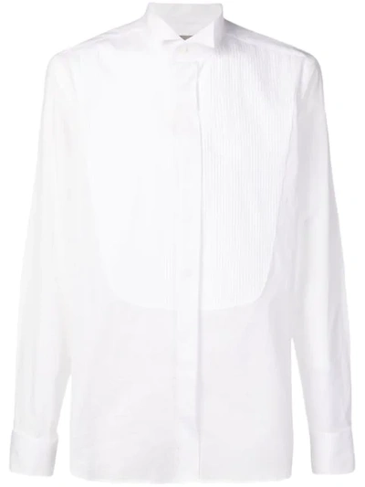 Canali Ribbed Bib Shirt In White