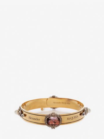 Alexander Mcqueen Jeweled Arm Cuff In Gold