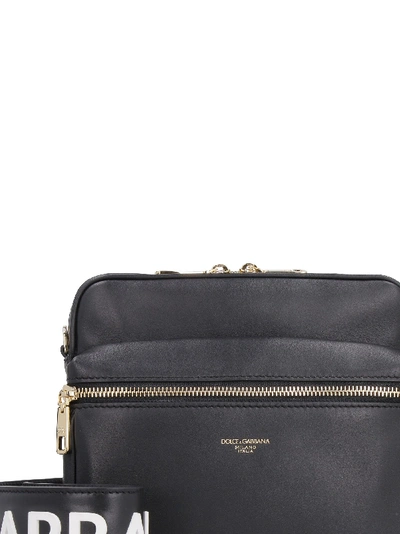 Dolce & Gabbana Leather Messenger Bag In Black