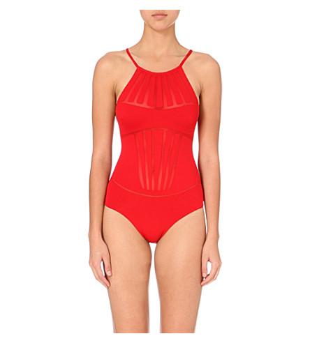 La Perla Dunes Mesh-panel Swimsuit In Red | ModeSens