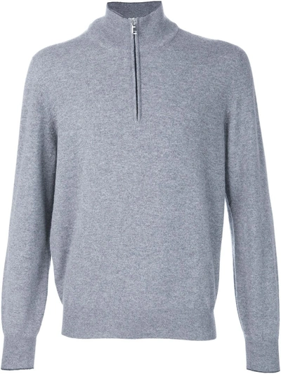 Brunello Cucinelli Half Zip Sweater In Grey