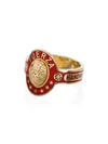 Foundrae 18kt Yellow Gold Strength Cigar Band Ring In Gold/red
