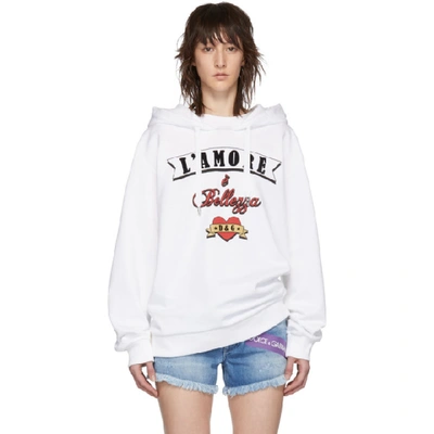 Dolce & Gabbana Dolce And Gabbana White Lamore Bellezza Hoodie