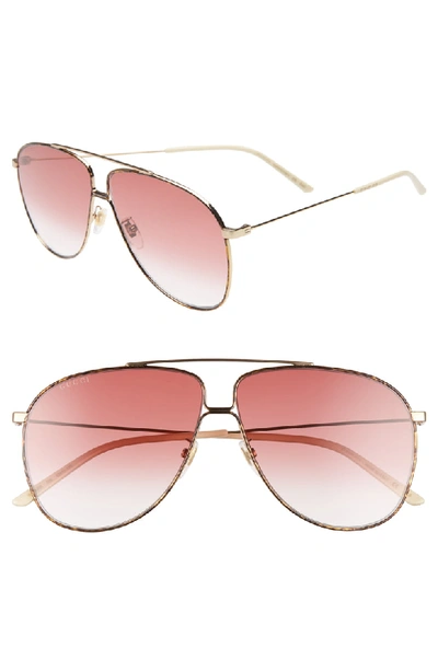 Gucci 63mm Oversize Gradient Aviator Sunglasses - Gold/ Violet