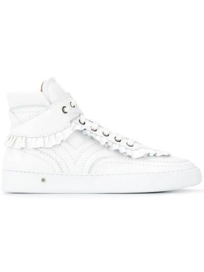 Laurence Dacade Women's Lilou Ruffle Leather High Top Sneakers In White