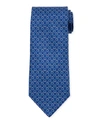 Ferragamo Good Gancini Classic Silk Tie In Blue/light Blue