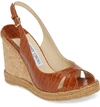 Jimmy Choo Amely Slingback Wedge Sandal In Brown Crocodile