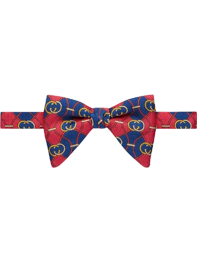 Gucci Interlocking G Rhombus Bow Tie In Red