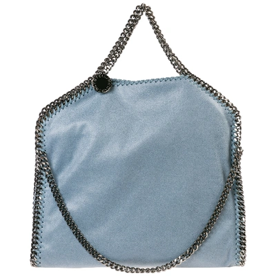 Stella Mccartney Women's Handbag Shopping Bag Purse Tote 3chain Falabella Fold Over Shaggy Deer In Light Blue