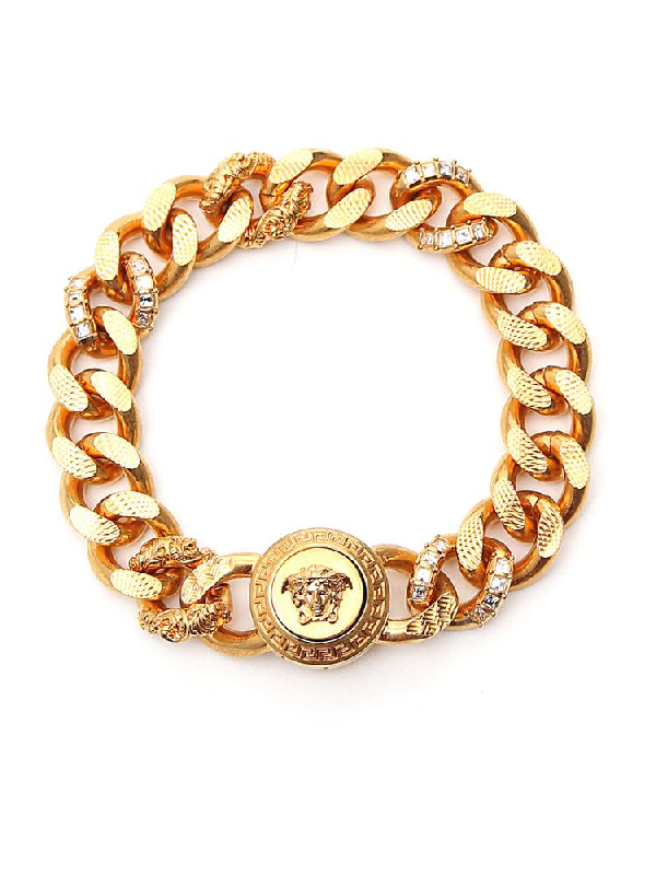Versace Medusa Embellished Chain Bracelet In Gold | ModeSens