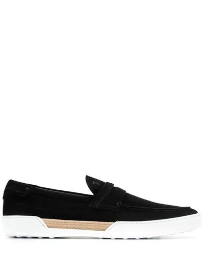 Tod's Espadrille Monk Shoes In Black