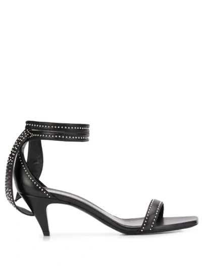Saint Laurent Charlotte Studded Leather Ankle-tie Sandals In Black