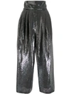 Marc Jacobs High Waisted Sequin Trousers In Silver