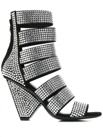 Balmain Lisa Rhinestone Sandals In Black