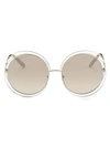 Chloé Carlina 62mm Round Metal Sunglasses In Gold-trans