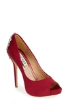 Badgley Mischka Women's Kiara Peep Toe Satin Platform High-heel Pumps In Red Satin