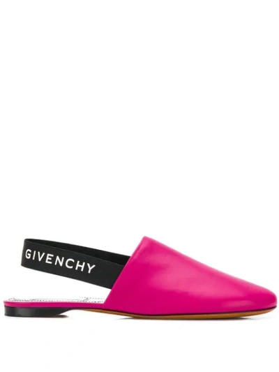 Givenchy Slingback Logo Mules In Fuxia