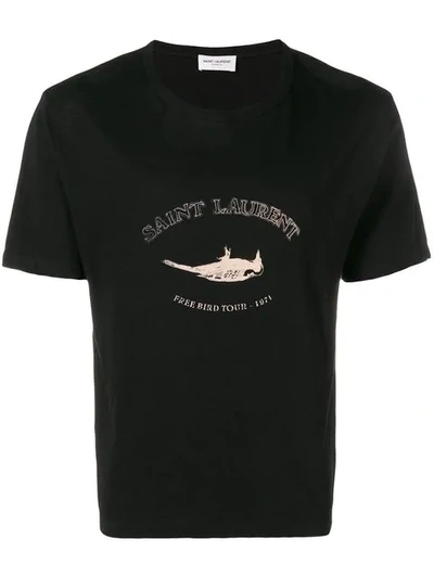 Saint Laurent Logo Print T-shirt In Black