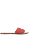 Bottega Veneta Ravello Intrecciato Leather Sandals In Red